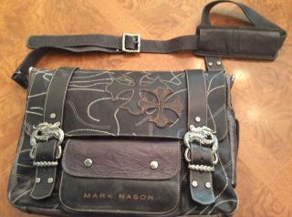 Mark Nason Leather Messenger Bag/tote Black Rare Distressed Vintage Italy
