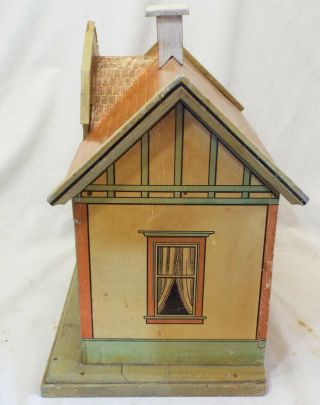 Antique Early 1900s WOOD w/ Lithograph Paper Overlay DOLL HOUSE Doll Toy BLISS 12