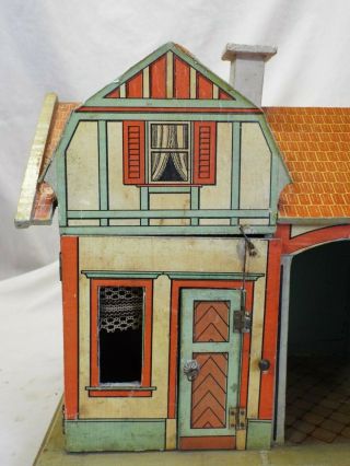 Antique Early 1900s WOOD w/ Lithograph Paper Overlay DOLL HOUSE Doll Toy BLISS 2
