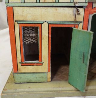 Antique Early 1900s WOOD w/ Lithograph Paper Overlay DOLL HOUSE Doll Toy BLISS 5