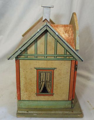 Antique Early 1900s WOOD w/ Lithograph Paper Overlay DOLL HOUSE Doll Toy BLISS 8