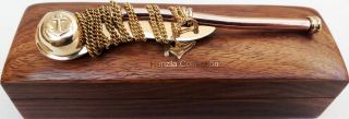 Nautical Maritime Brass/Copper Boatswain Whistle Bosun Call Pipe with Wood Box 4