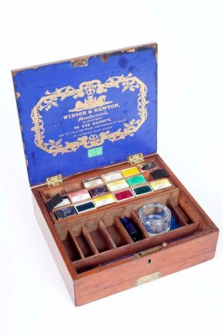 Vintage C1880 " Winsor & Newton " Watercolour Artists Paint Box