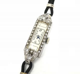 Vintage Estate Platinum Diamond Watch 14k White Gold Clasp