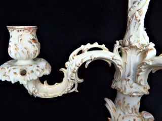 ANTIQUE VOLKSTEDT PORCELAIN DRESDEN GERMANY LGE DOUBLE FIGURAL CANDLARBRA 1890 ' s 8