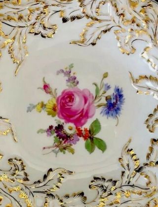 Rare Big Antique Meissen porcelain Rococo Heavy Gold Compote Absolute Gorgeous 10