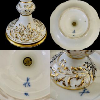 Rare Big Antique Meissen porcelain Rococo Heavy Gold Compote Absolute Gorgeous 12