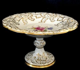 Rare Big Antique Meissen porcelain Rococo Heavy Gold Compote Absolute Gorgeous 2