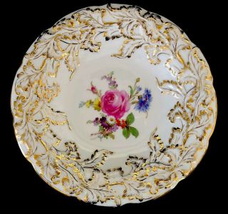 Rare Big Antique Meissen porcelain Rococo Heavy Gold Compote Absolute Gorgeous 7