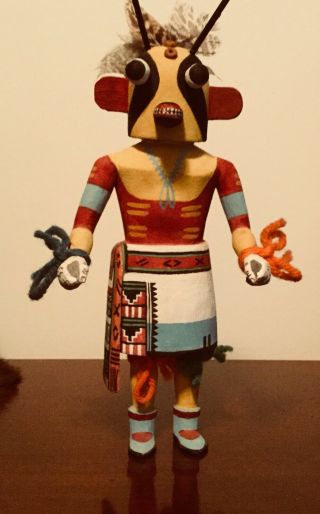 Vintage Hopi Kachina Doll.  Bumblebee (momo Hopi Name) 10” Tall 4” Wide.