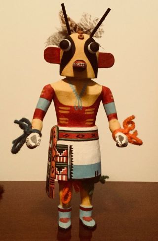 Vintage Hopi Kachina Doll.  Bumblebee (Momo Hopi name) 10” Tall 4” Wide. 4