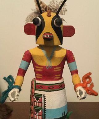 Vintage Hopi Kachina Doll.  Bumblebee (Momo Hopi name) 10” Tall 4” Wide. 7