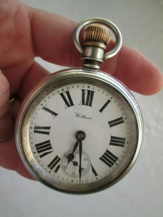 Vintage Antique Silver Large Heavy Waltham Pocket Watch - Order