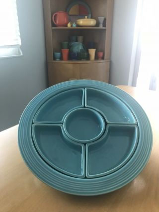 Vintage Fiesta Turquoise Color Six Piece Relish Tray,