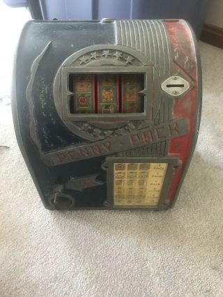 Antique Daval Penny Pack Three Reel Trade Stimulator Slot Machine