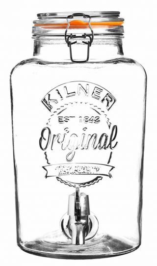 8l Kilner Clip Top Round Glass Vintage Beverage Drinks Dispenser Jar Glassware