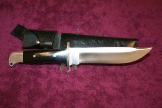 Buck Knife Model 124 - Vintage 1972 With Sheath - Black Micarta Handles