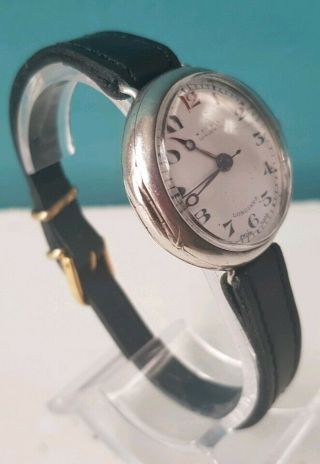 Vintage Art Deco Longines Silver Wristwatch London 1932 Trench Watch 4