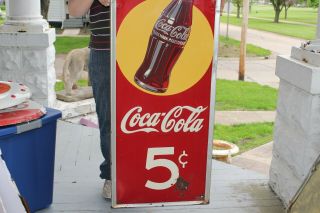 Large Vintage 1940 ' s Coca Cola 5c Soda Pop Gas Station 54 