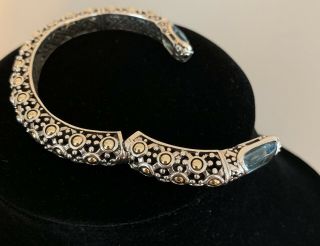 Rare Retired John Hardy Bangle Topaz Bracelet Sterling Silver & 18k Gold. 7