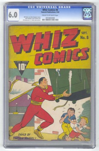 Whiz Comics 8 Cgc 6.  0 Vintage Fawcett Early Captain Marvel Shazam 1940