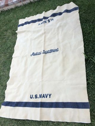 Vintage Wwii Us Navy Medical Department 100 Wool Blanket