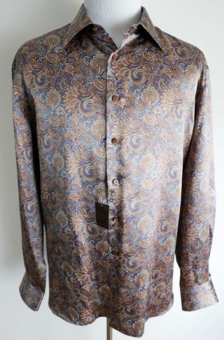 $1650 Stefano Ricci Rare Colors Paisley 100 Silk Dress Shirt Size 3xl Xxxl