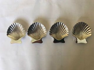 Set Of 4 Tiffany & Co.  Sterling Silver Footed Scalloped Shell Dishes 22479