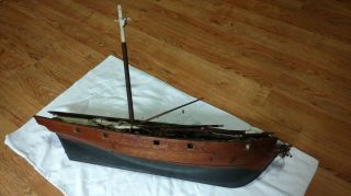 Vintage Wooden Model Ship/ Mauritian Artisans.  72cm.  1970 ' s 2
