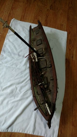 Vintage Wooden Model Ship/ Mauritian Artisans.  72cm.  1970 ' s 6