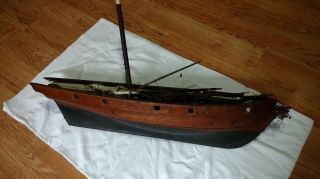 Vintage Wooden Model Ship/ Mauritian Artisans.  72cm.  1970 ' s 7