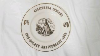 California Indians Golden Anniversary 1919 - 1969 Commemorative Plate Gold Leaf