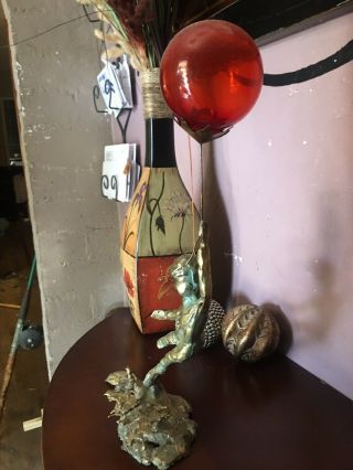 Malcolm Moran Signed Bronze Sculpture Boy Holding Big red Balloon 1960 - 1970. 4