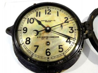 WWII Era Chelsea Clock Co.  Boston Ship Clock U.  S.  Maritime Commission 10
