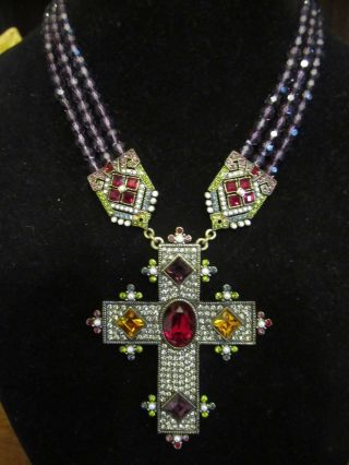 Heidi Daus Jeweled Cross Necklace - Magnificent Collectors Piece - Gorgeous