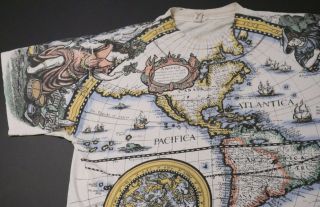 Rare Vintage 90’s Map All Over Print T - Shirt Xl Mosquitohead Style Cobain Art