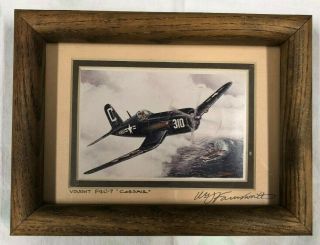 Signed Print By William Farnsworth,  Ww2 Plane Vought F4u - 7 " Corsair "