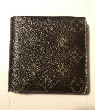 Authentic Louis Vuitton Vintage Monogram Browns Leather Bifold Wallet Mens Slim