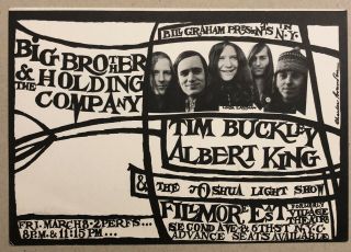Fillmore East Opening Night Janis Joplin Big Brother Handbill 1968 Stunning Rare