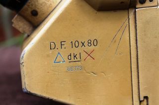 WW2 German Flak Binoculars D.  F.  10x80 maker code - dkl -.  rare stamps paint 2