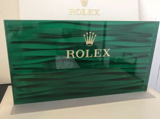 Very Rare Rolex Green Display Stand Plaque Extra Large