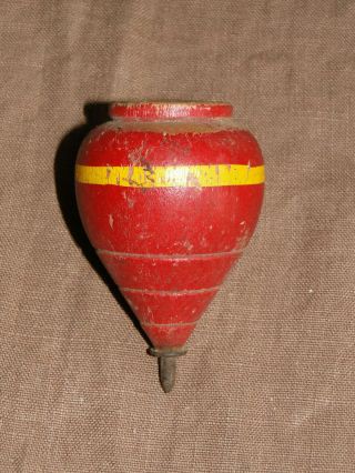 Vintage Red Wooden Spinning Top