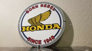 Vintage Honda Porcelain Gas Auto Motorcycle Service Station Dealership Sign