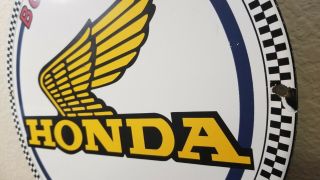 VINTAGE HONDA PORCELAIN GAS AUTO MOTORCYCLE SERVICE STATION DEALERSHIP SIGN 3