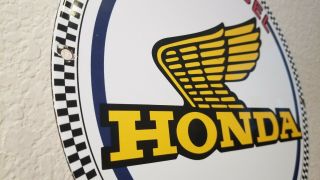 VINTAGE HONDA PORCELAIN GAS AUTO MOTORCYCLE SERVICE STATION DEALERSHIP SIGN 7