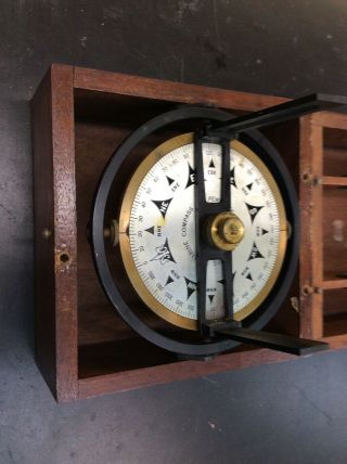 Vintage Marine Pelorus Compass Wood Case Dual Sighting Vanes,