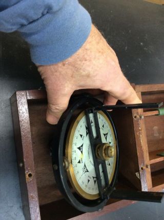 Vintage Marine Pelorus Compass Wood Case Dual Sighting Vanes, 3