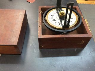 Vintage Marine Pelorus Compass Wood Case Dual Sighting Vanes, 7