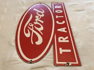 VINTAGE FORD TRACTOR PORCELAIN SIGN,  SERVICE,  GAS,  OIL,  DEALERSHIP,  FARM,  PARTS 8