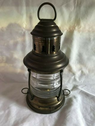 Vintage Perko Ship Oil Lantern Maritime Brass Stern Anchor Lamp W/clear Glass